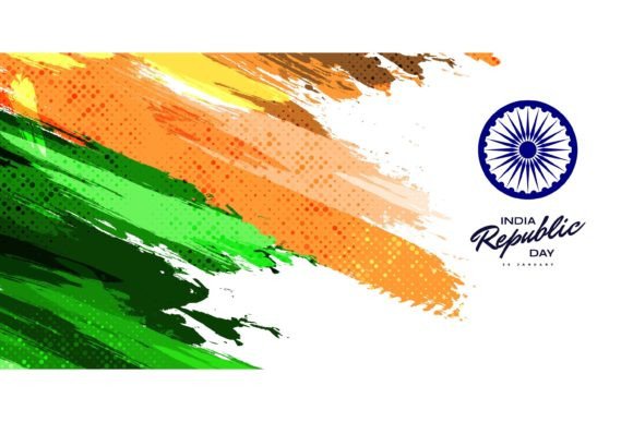 Download India Flag Background with Brush Style - Round Collection