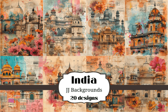 Download 20 India Junk Journal Backgrounds - Round Collection