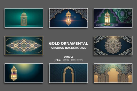 Download Gold Ornamental Arabian Backgrounds - Round Collection