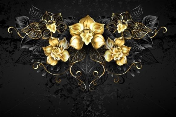 Download Symmetrical Pattern with Black Orchids - Symmetric Collection