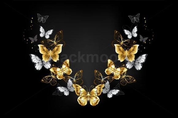 Download Symmetrical Pattern of Gold Butterflies - Symmetric Collection