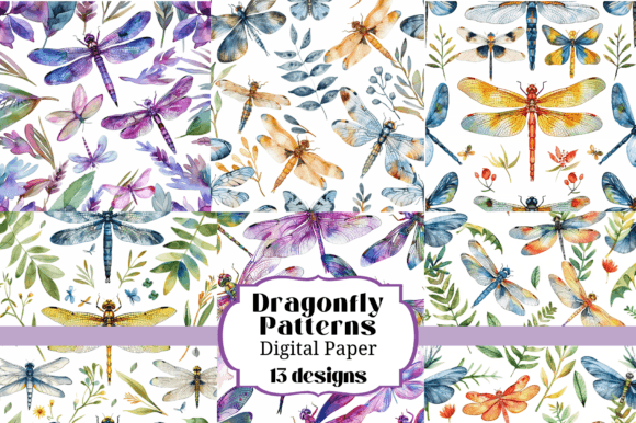 Download 13 Dragonfly Seamless Backgrounds - Round Collection