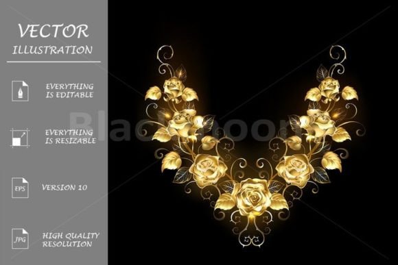 Download Symmetrical Pattern of Golden Roses - Symmetric Collection