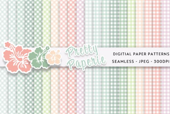 Download 20 Gingham Digital Paper Backgrounds - Round Collection
