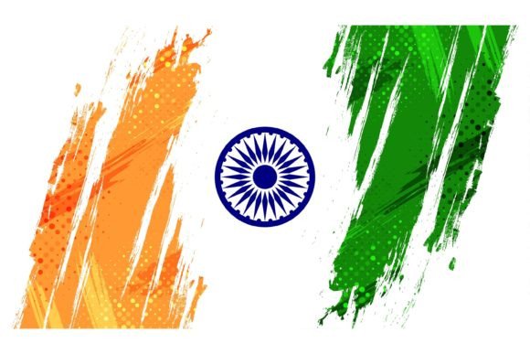 Download India Flag Background with Brush Style - Round Collection