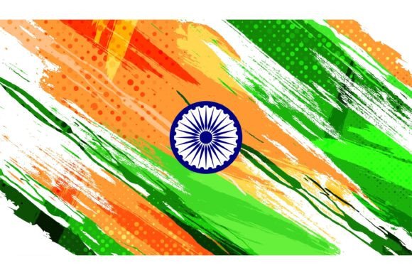 Download India Flag Background with Brush Style - Round Collection