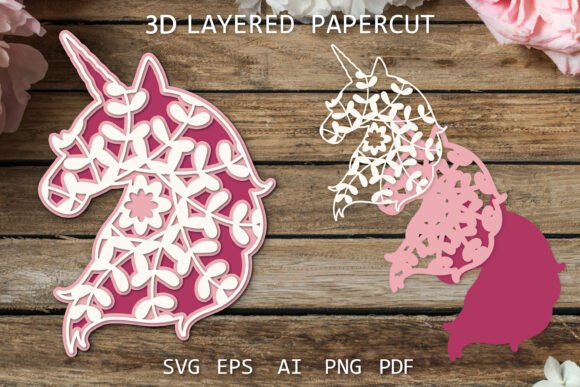 Download Unicorn SVG, 3D Layered Paper Cut Design - Paper cut design Collection